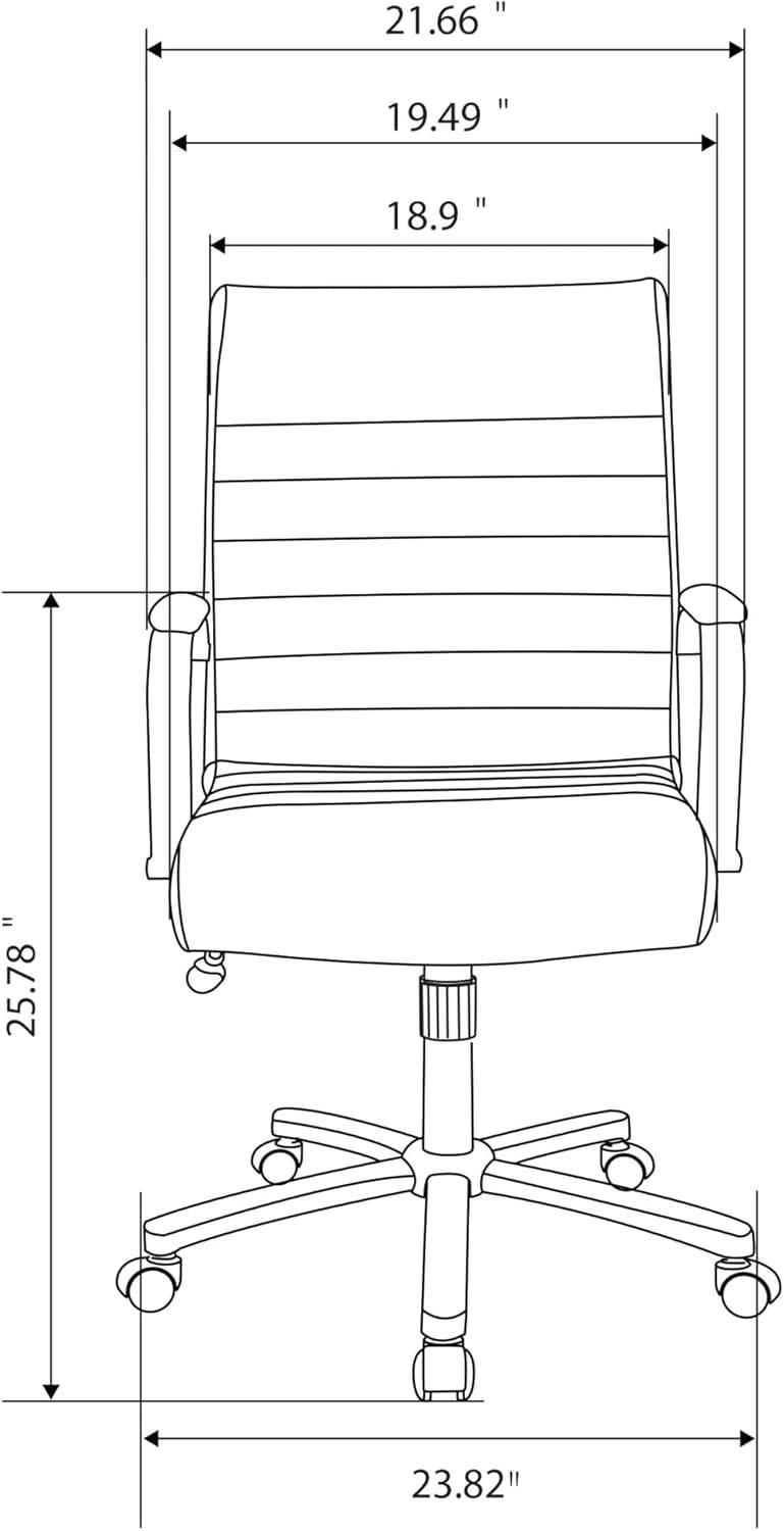 Brown and Black Leather Mid-Back Office Chair with Metal Frame