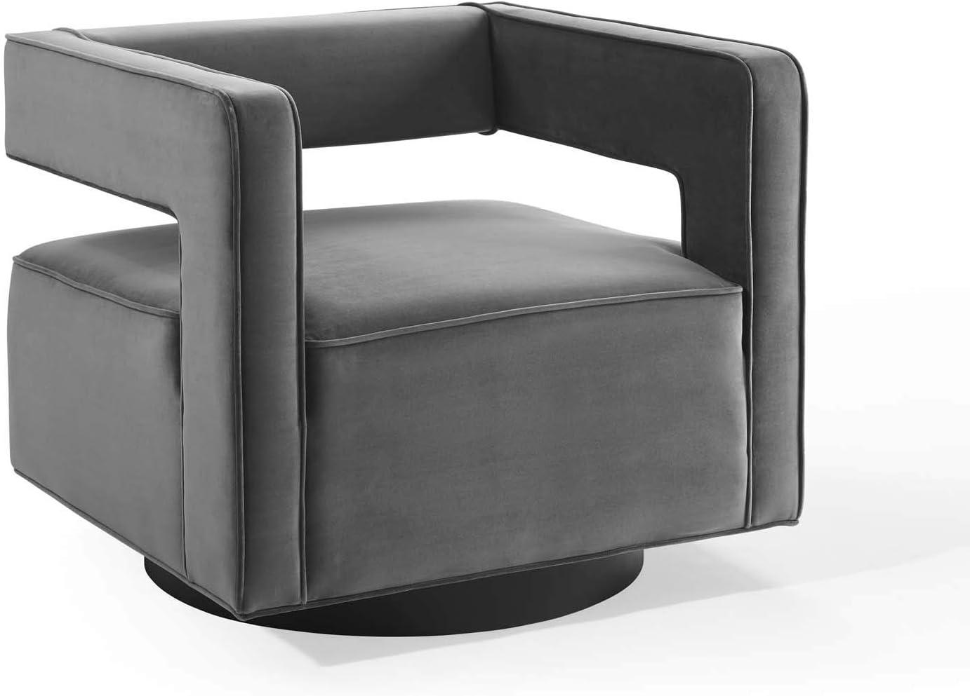 Booth Performance Velvet Swivel ArmchairGray