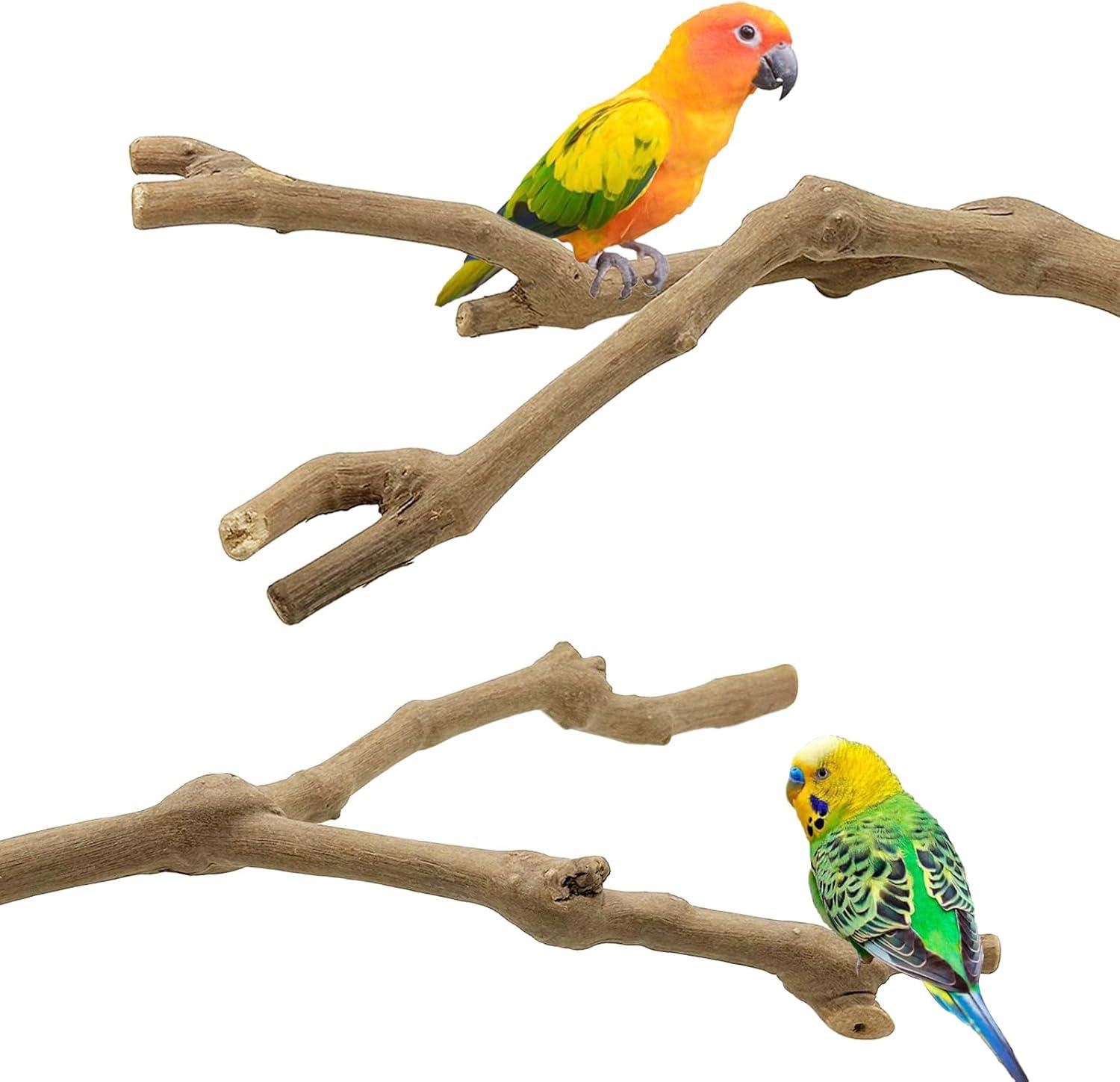 Allazone Natural Wooden Bird Perch Stand for Cage, Parrot Platform, Bird Perch Toy for Small Animals, Cockatiels, Parakeets, Finches