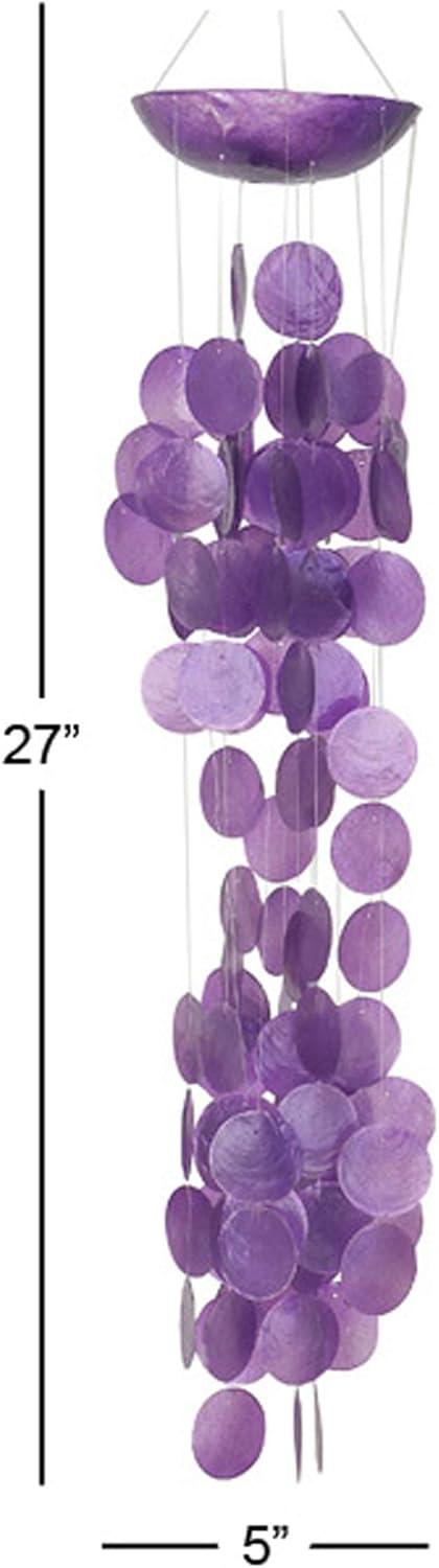 DecMode 27" Purple Capiz Shell Waterfall Windchime