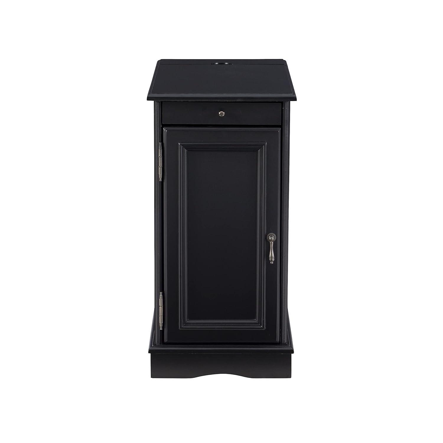 Powell Butler Accent Table with USB and Electrical Charging Station, Black