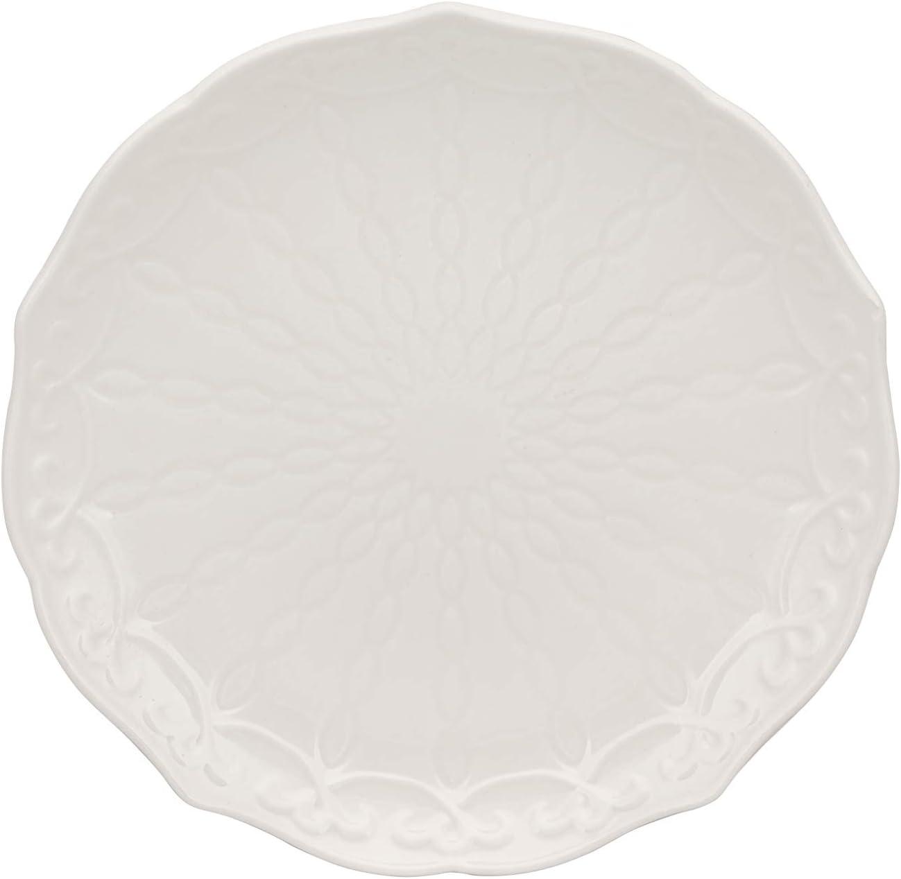 White Porcelain 6" Embossed Bread & Butter Plates, Set of 6