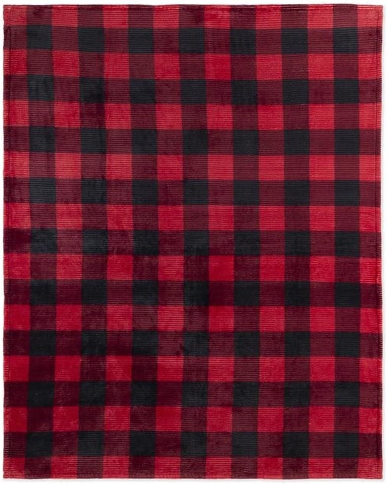 Throw Flannel Printed Ribbed 48X60 Red Plaid