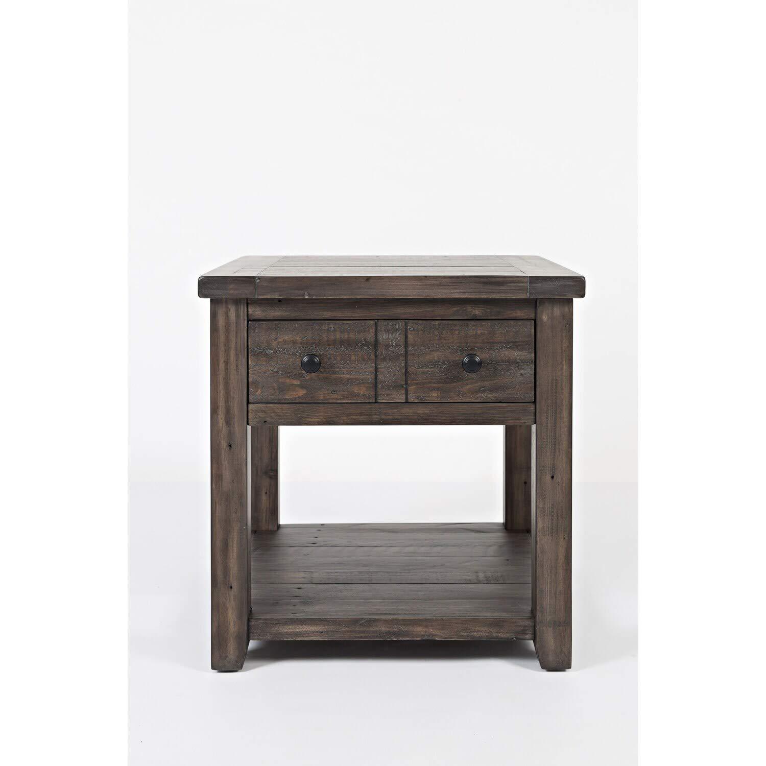 Jofran Madison County Rustic Reclaimed Pine Farmhouse End Table