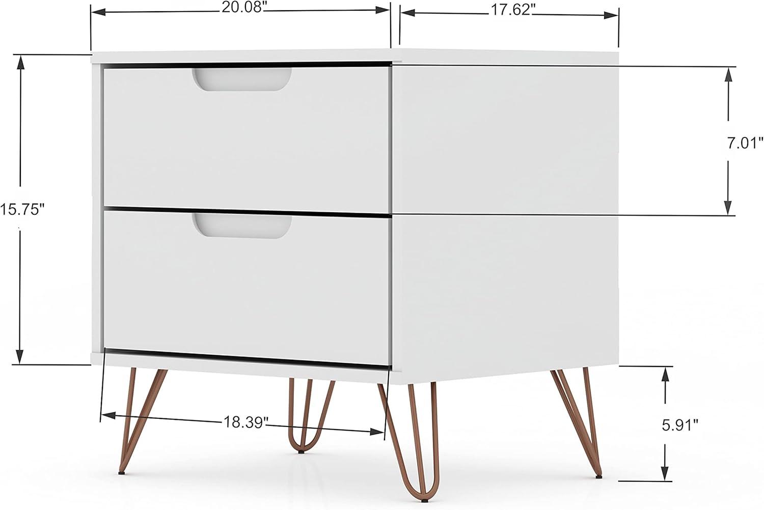 Set of 2 Rockefeller 2 Drawer Nightstands - Manhattan Comfort