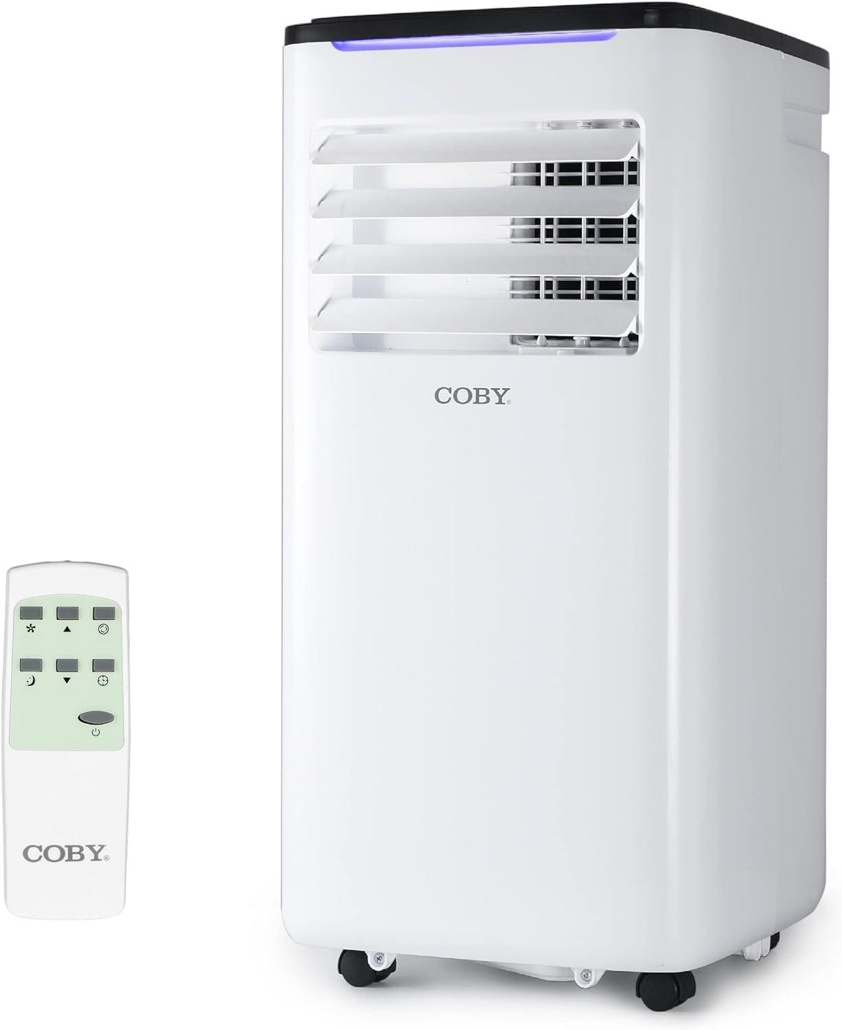 Coby 6,100 BTU SACC/CEC Portable Air Conditioner, 400 Sq. Ft., 9,000 BTU ASHRAE 128, White