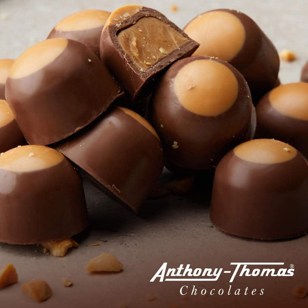 Anthony-Thomas, Peanut Butter & Milk Chocolate Buckeyes in Ohio State Buckeyes Box, Deliciously Delightful Snacks (12 Count)