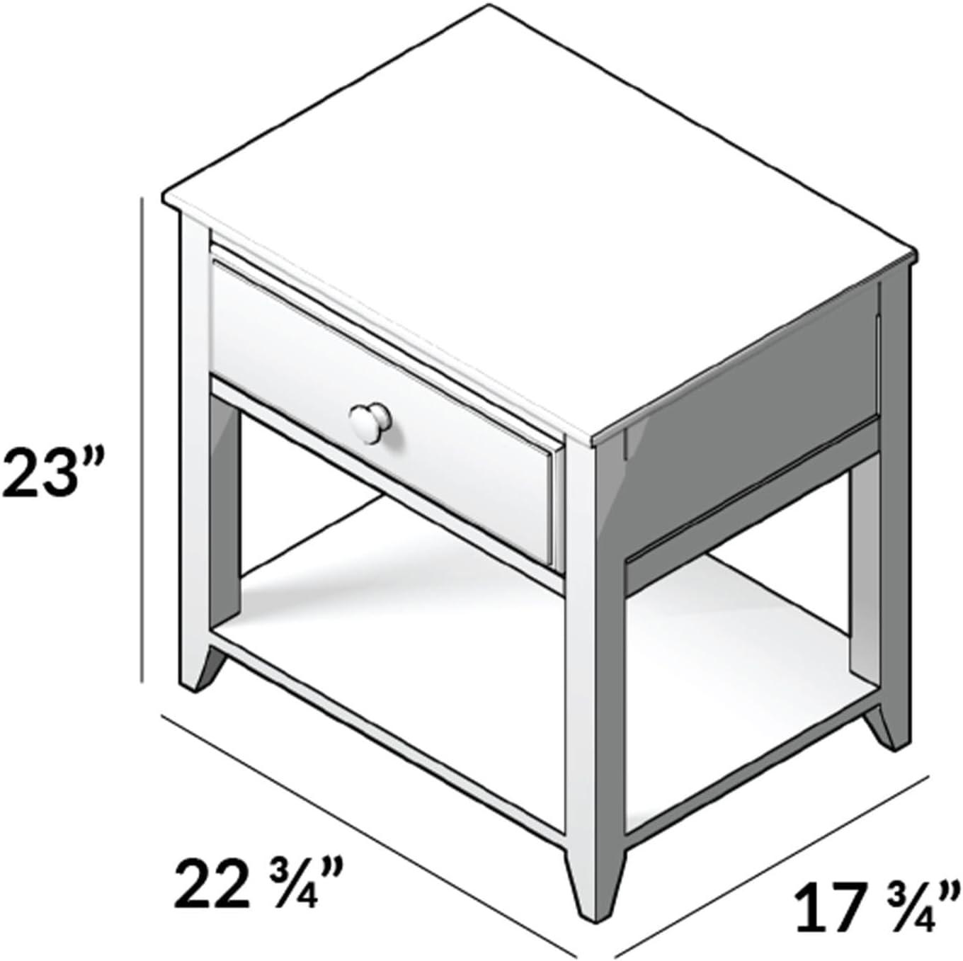 Max & Lily Nightstand with Storage Drawer, Small Solid Wood Bedside, Side Tables for Bedroom