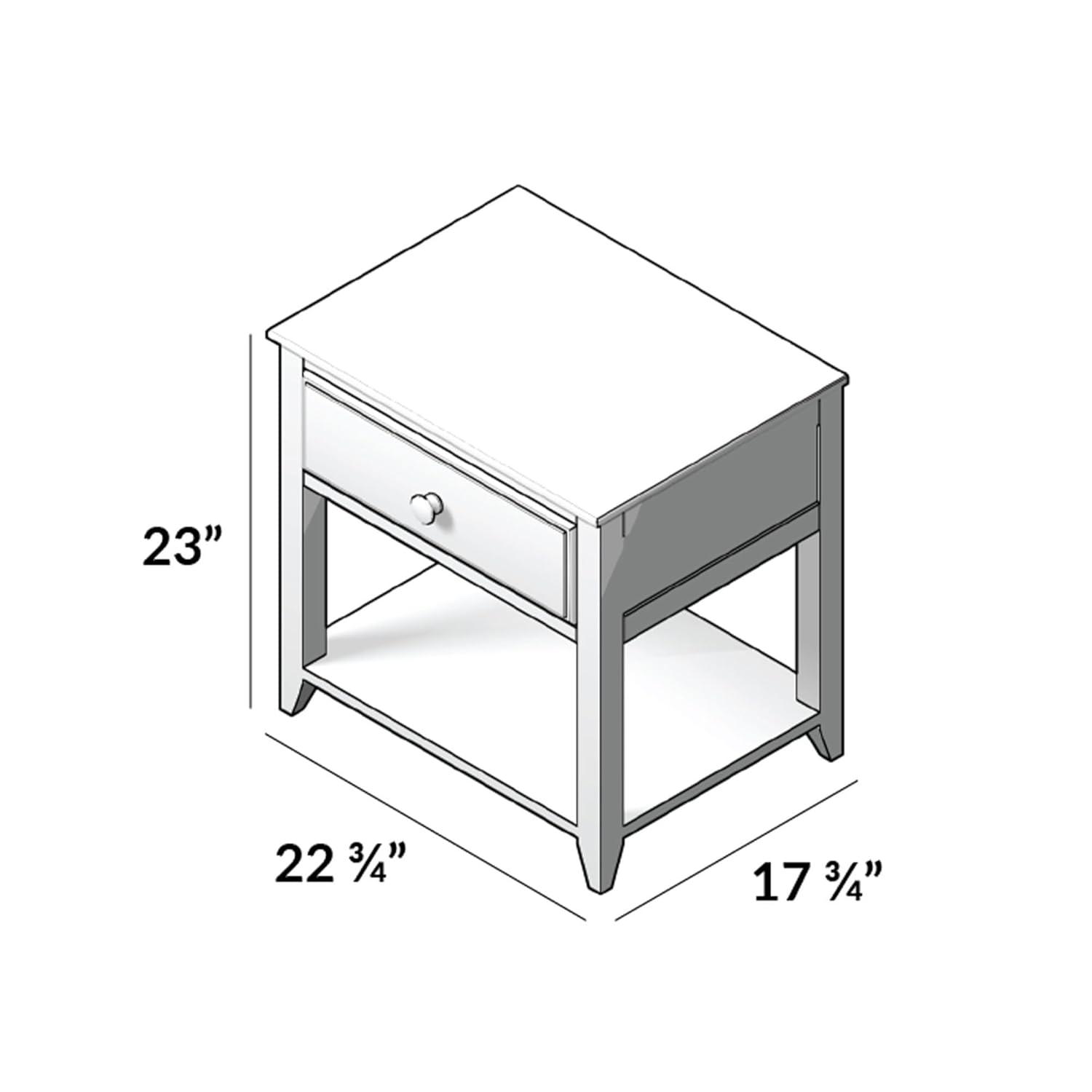 Max & Lily Nightstand with Storage Drawer, Small Solid Wood Bedside, Side Tables for Bedroom