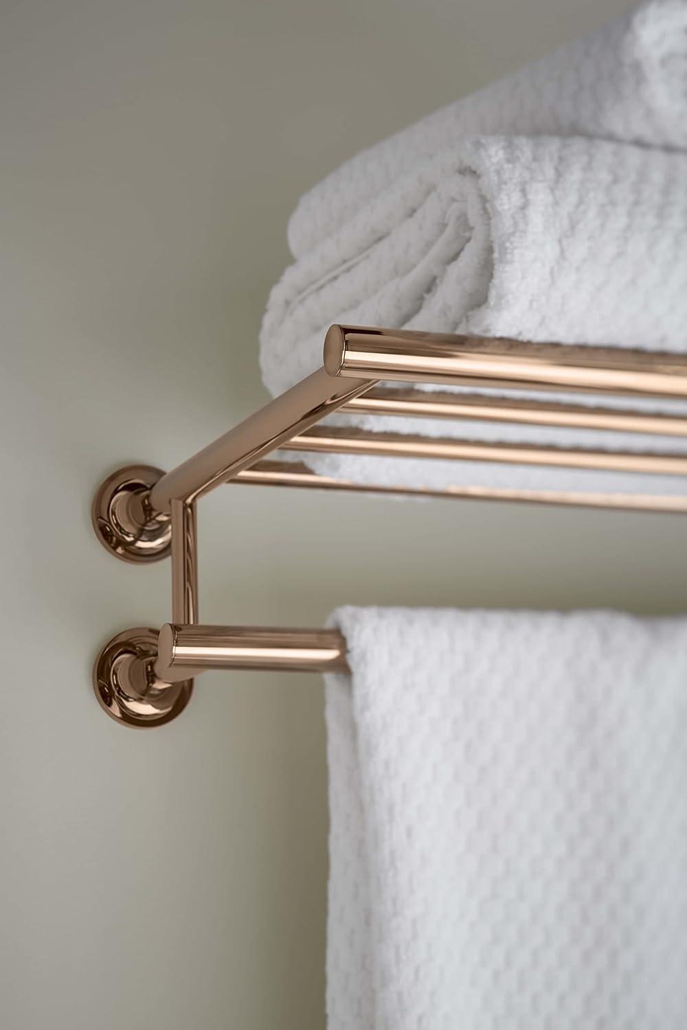 Purist® 24" Hotelier Metal Wall-Mount Bathroom Shelf, Towel Holder