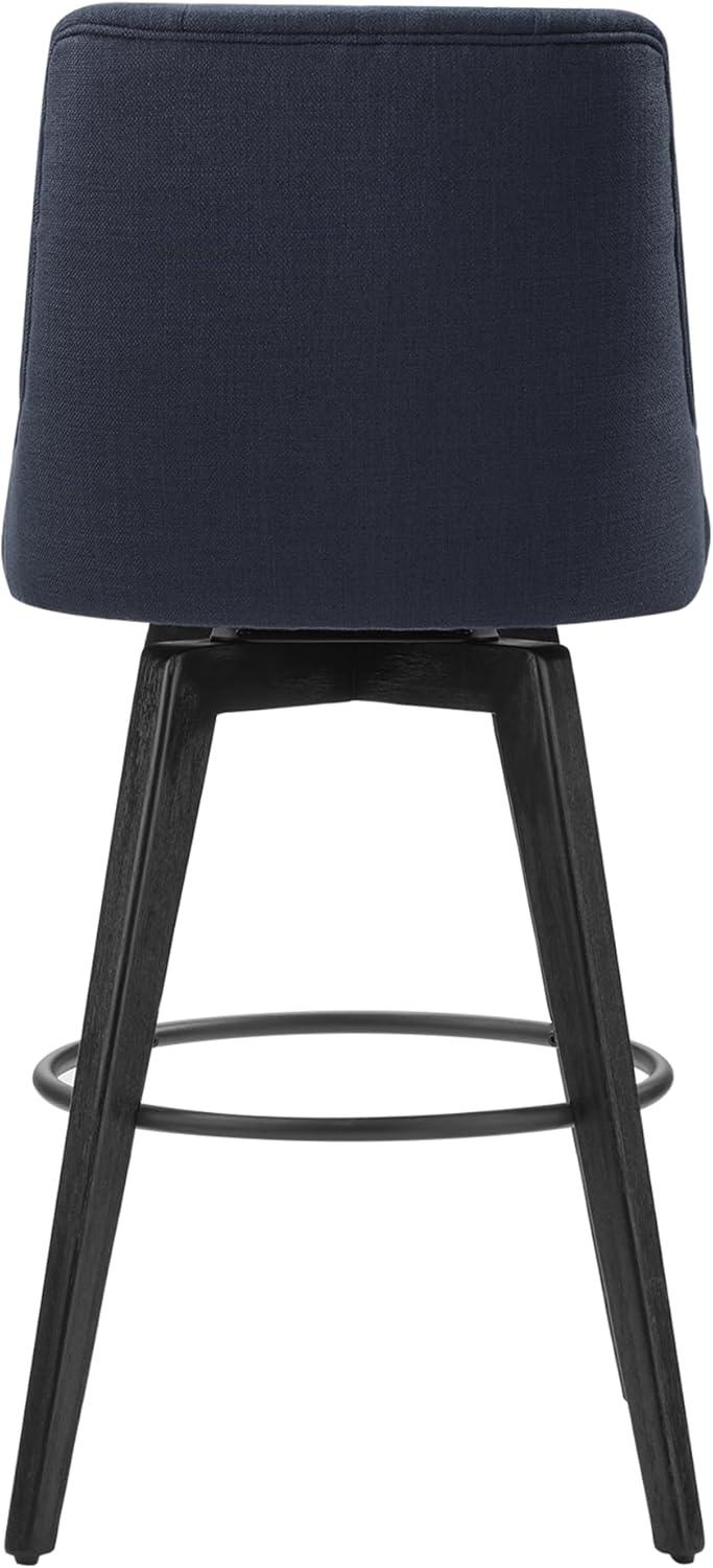 CHITA 30 inch Swivel Upholstered Counter Height Bar Stools with Tufted Back Set of 2, Fabric in Insignia Blue