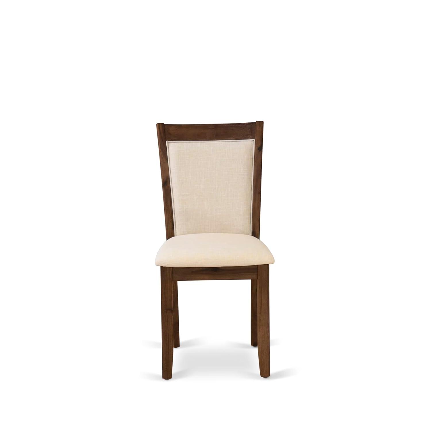 V777MZN32-9- Dinner Table and 8 Light Beige Chairs - Distressed Jacobean Finish