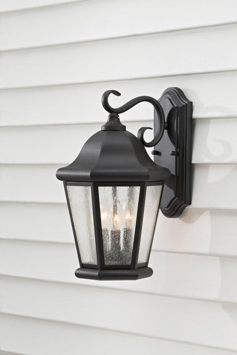 Feiss Sea Gull Lighting OL5902BK Martinsville Large Three Light Outdoor Wall Lantern, Black, 10"W x 17"H