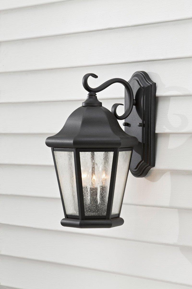 Feiss Sea Gull Lighting OL5902BK Martinsville Large Three Light Outdoor Wall Lantern, Black, 10"W x 17"H