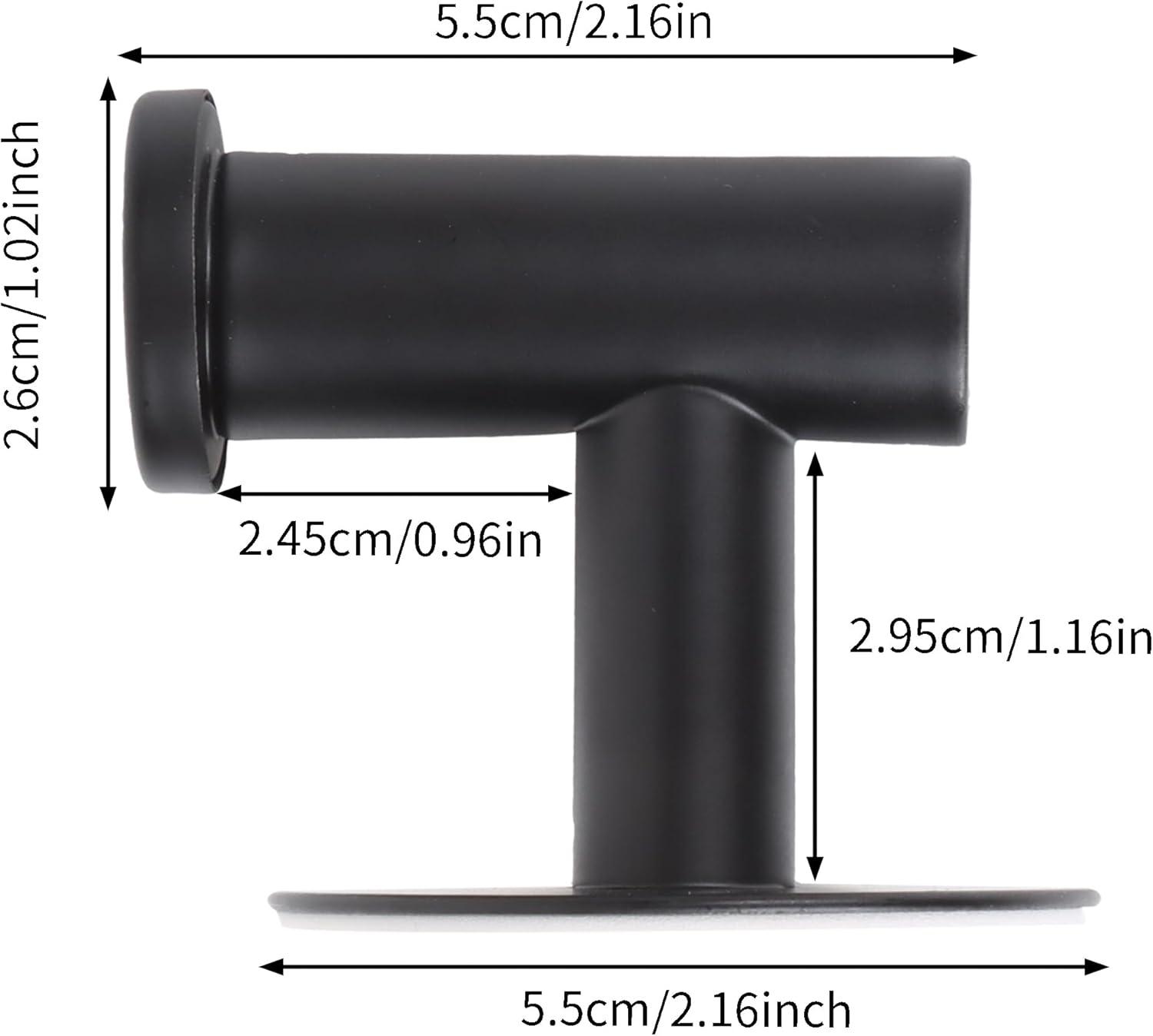 Matte Black Stainless Steel Adhesive Wall Hooks, 2-Pack