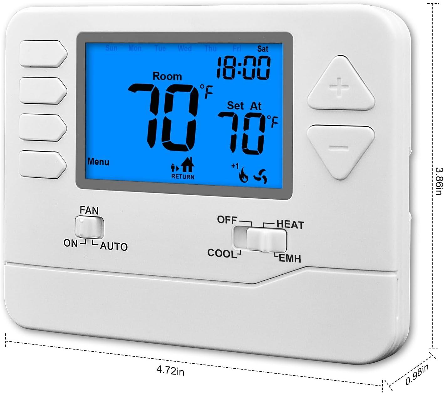 White Programmable Digital Heat Pump Thermostat with Mounting Hardware