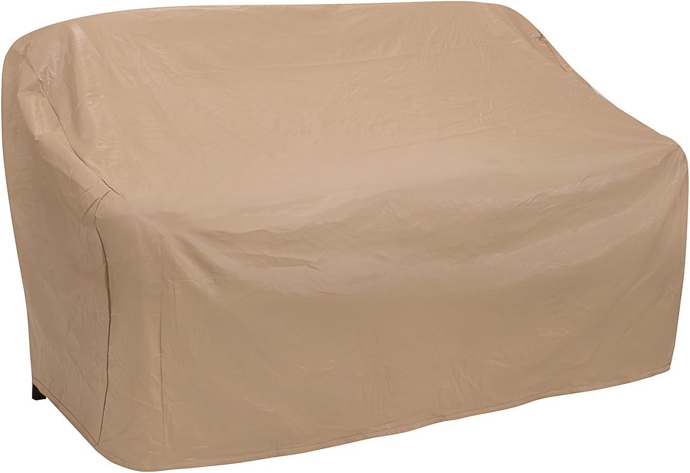 Large Tan Weatherproof Vinyl Sofa Cover with Fleece Backing