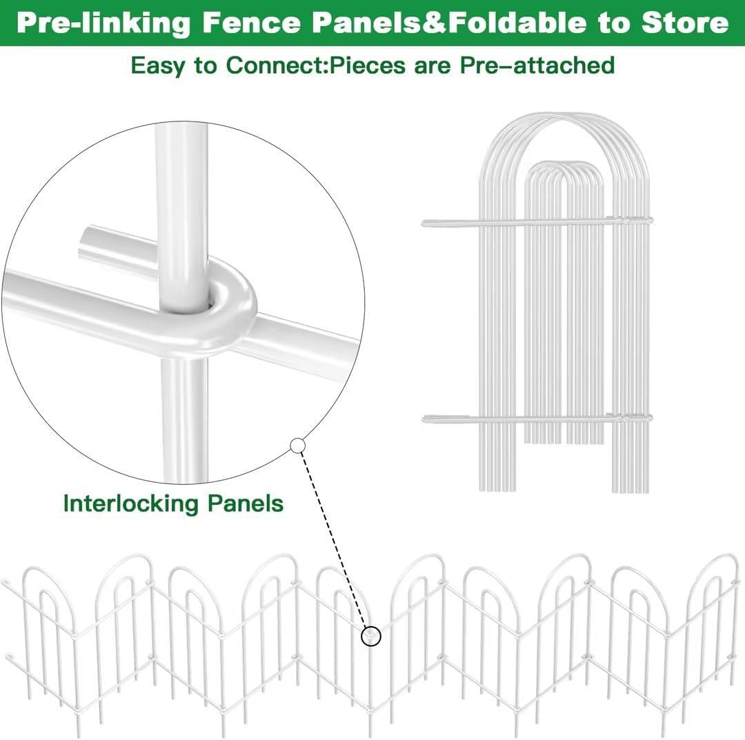 Amagabeli 14 panels Decorative Garden Fences and Borders for Dogs 32in(H)×20ft(L) No Dig Metal Fence (Set of 14)