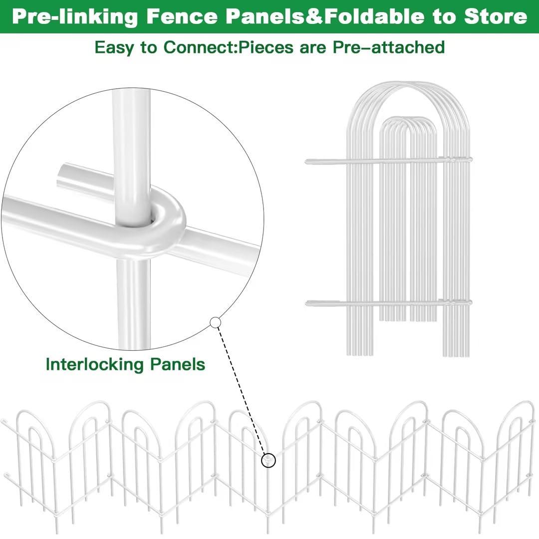 Amagabeli 14 panels Decorative Garden Fences and Borders for Dogs 32in(H)×20ft(L) No Dig Metal Fence (Set of 14)