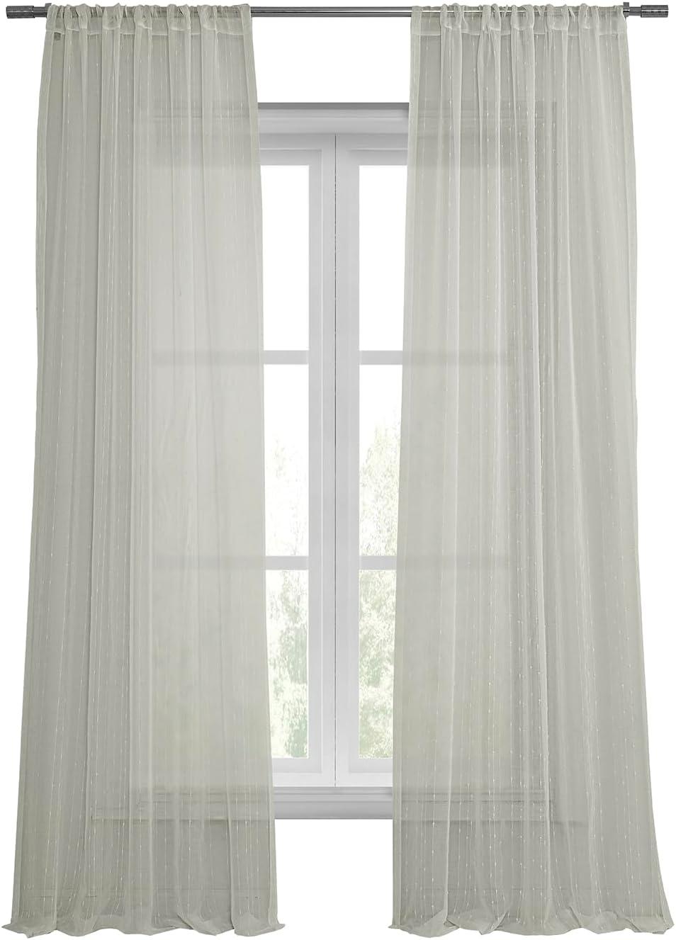 Elegant Montpellier White Sheer Linen & Polyester Curtain 50" x 96"