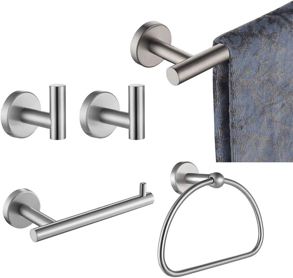 Brushed Nickel 5-Piece Stainless Steel Bathroom Hardware Set