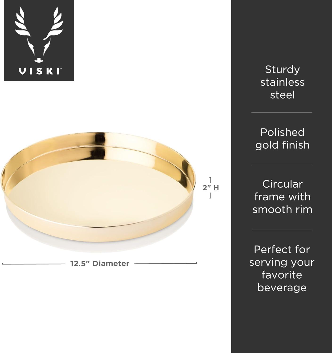 Round Serving Tray in Gold