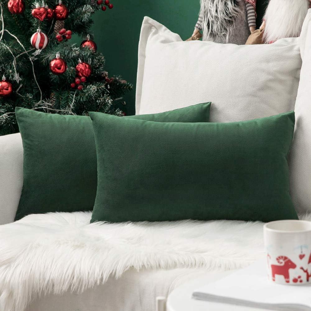 MIULEE Pack of 2 Velvet Soft Solid Decorative Square Throw Pillow Covers Set Fall Cushion Cases for Sofa Bedroom Couch 18 x 18 Inch Golden
