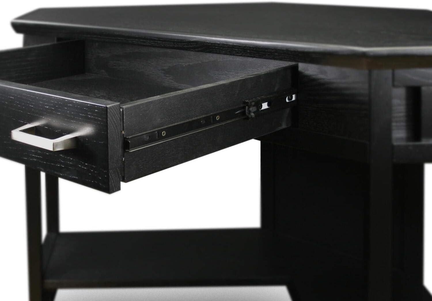 Leick Furniture Corner Computer Wood Desk in Black