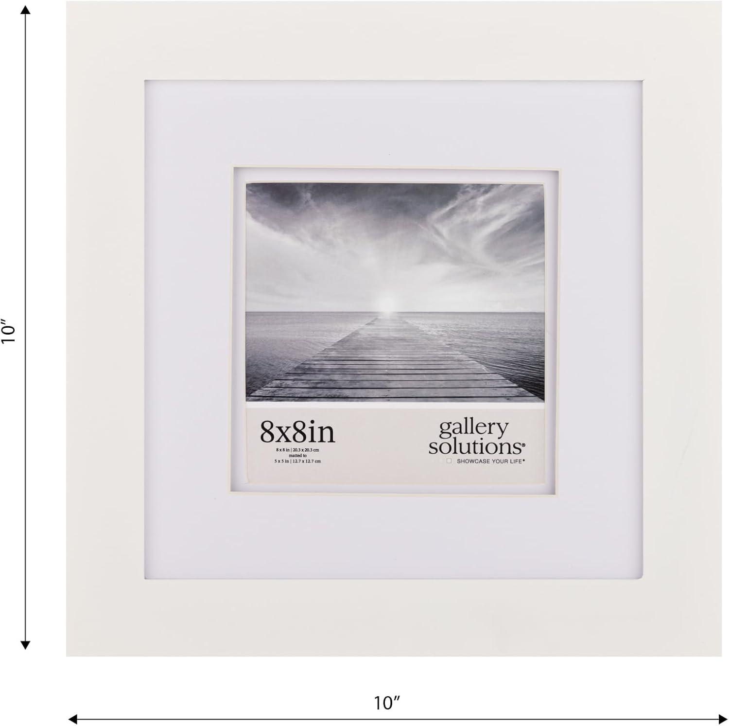 Gallery Solutions 8"x8" Flat White Tabletop Wall Frame with Double White Mat 5"x5" Image: Elegant Display