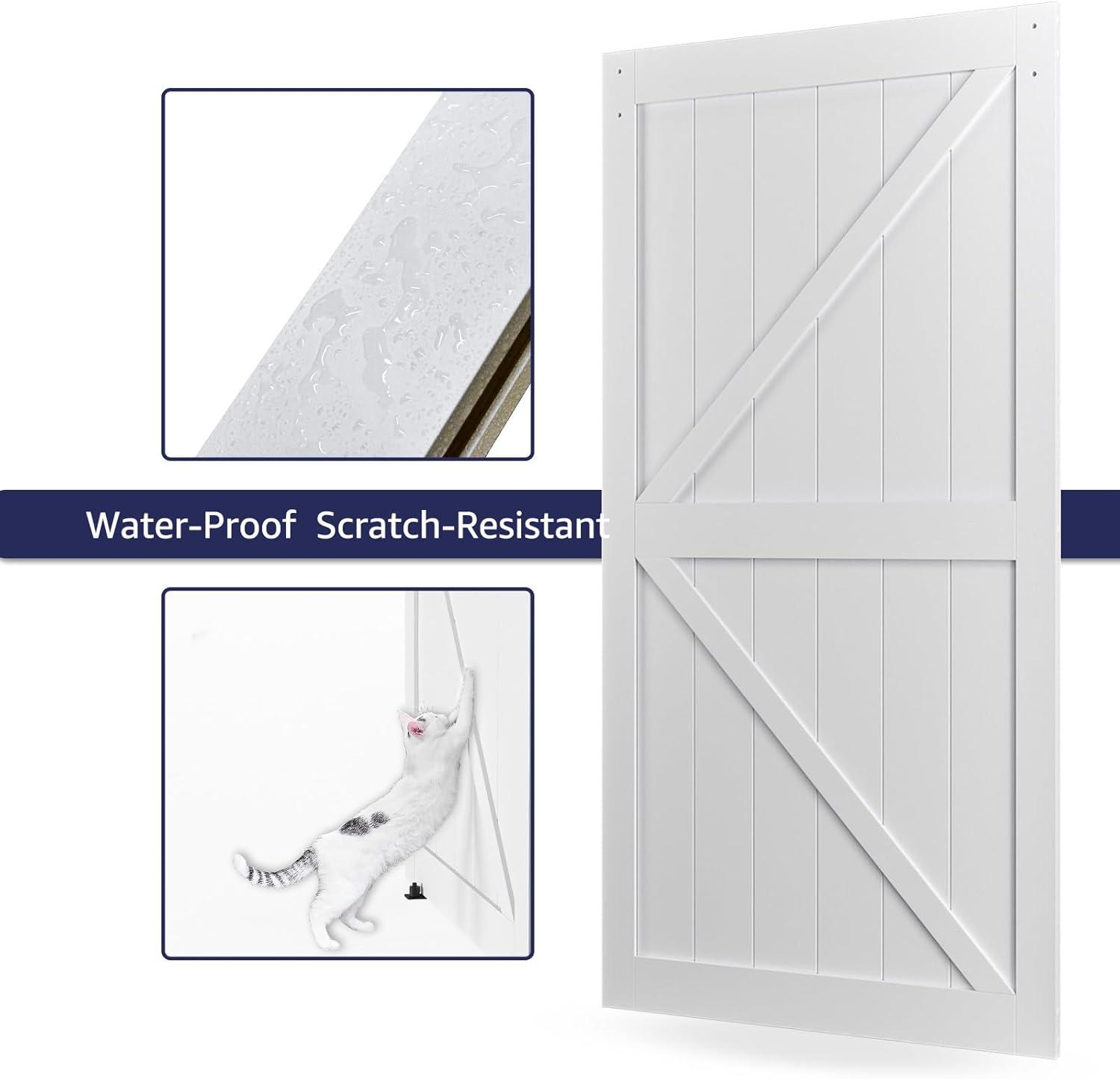 LDB_BUILDING Manufactured Paneled Wood Prefinished Barn Door with Installation Hardware Kit