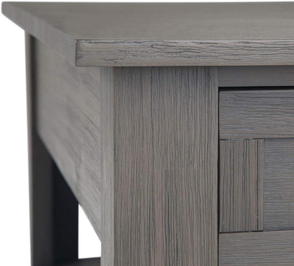 Simpli Home Monroe 38"W Solid Acacia Rustic Square Coffee Table with Large Drawer and Open Shelf