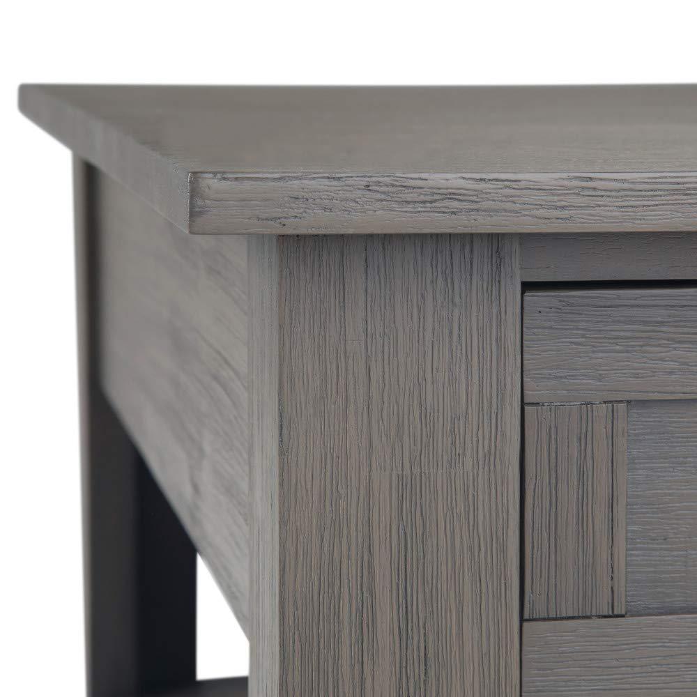 Simpli Home Monroe 38"W Solid Acacia Rustic Square Coffee Table with Large Drawer and Open Shelf