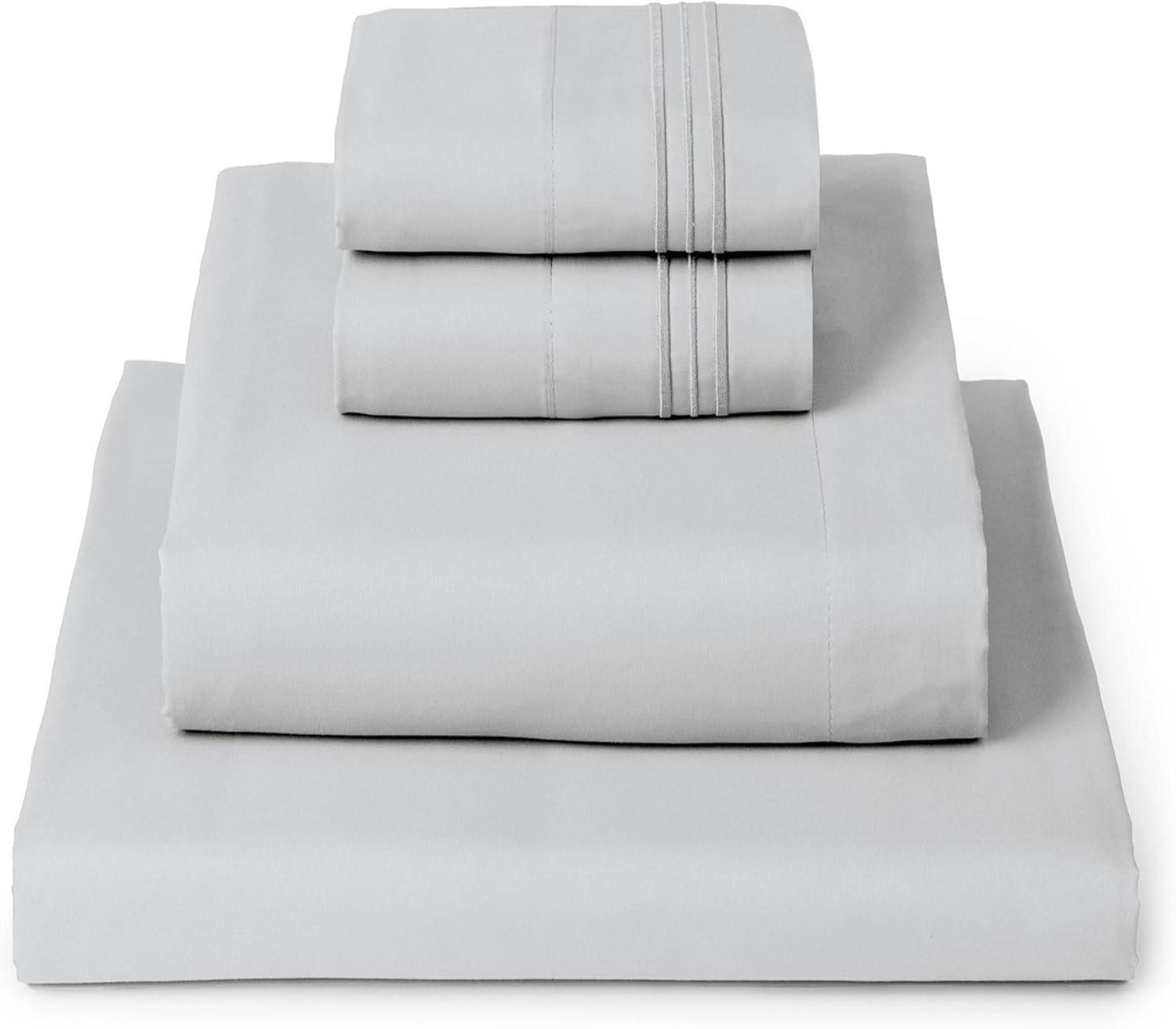 Mellanni Brushed Microfiber Sheet Set, Queen, Light Gray, 4 Piece