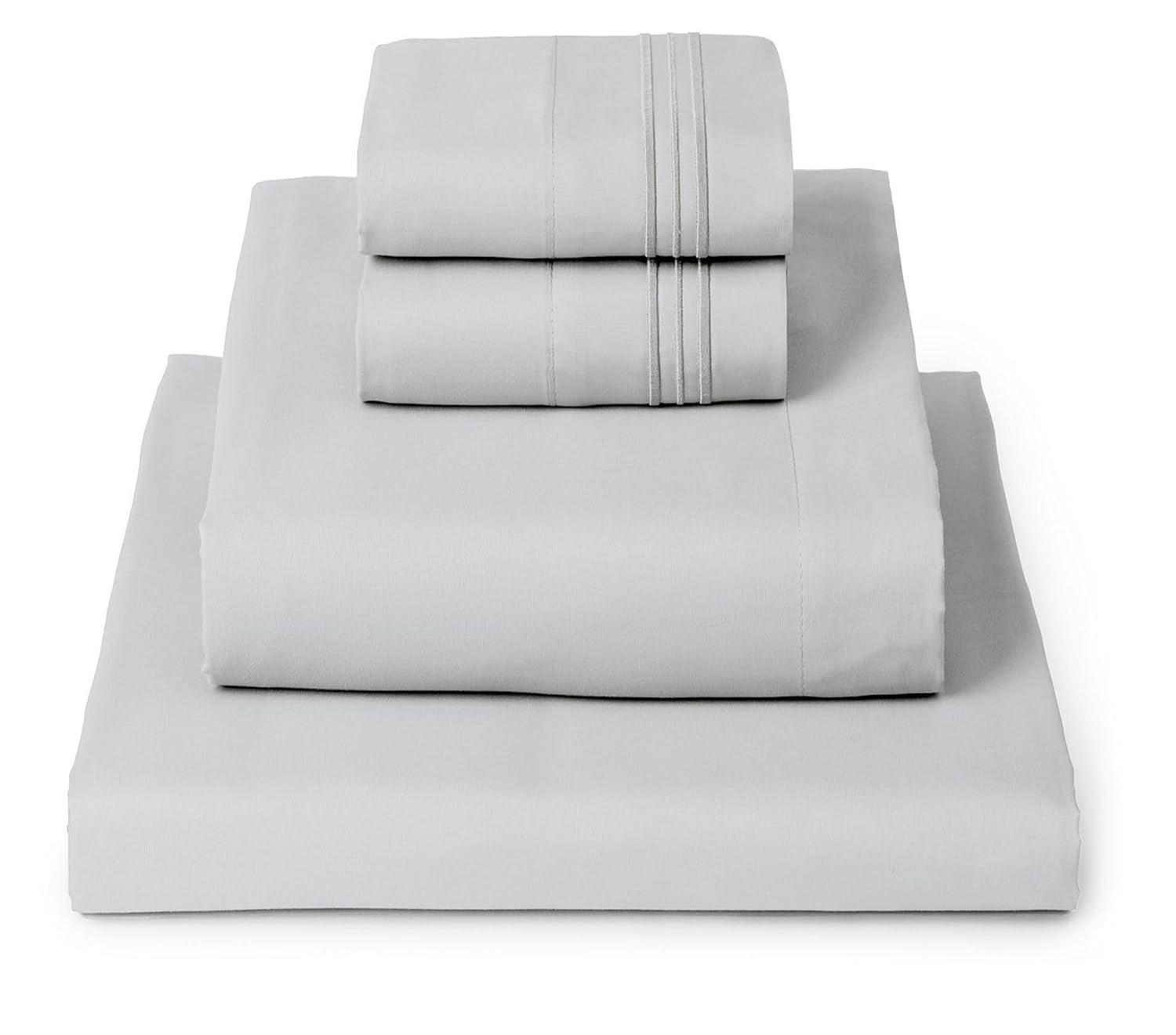 Mellanni Brushed Microfiber Sheet Set, Queen, Light Gray, 4 Piece