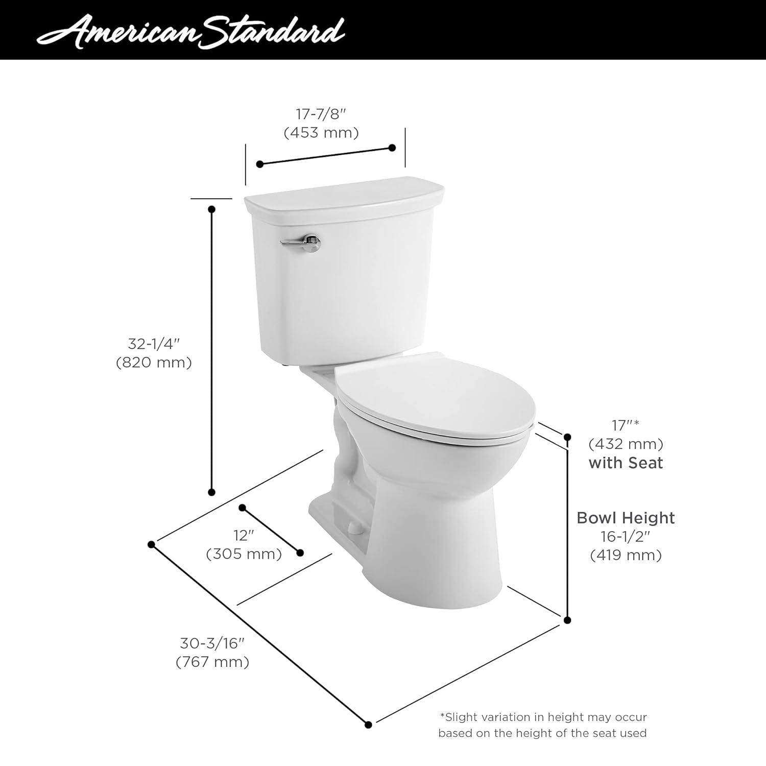 American Standard VorMax Dual Flush Elongated Toilet Bowl 3385A101.020