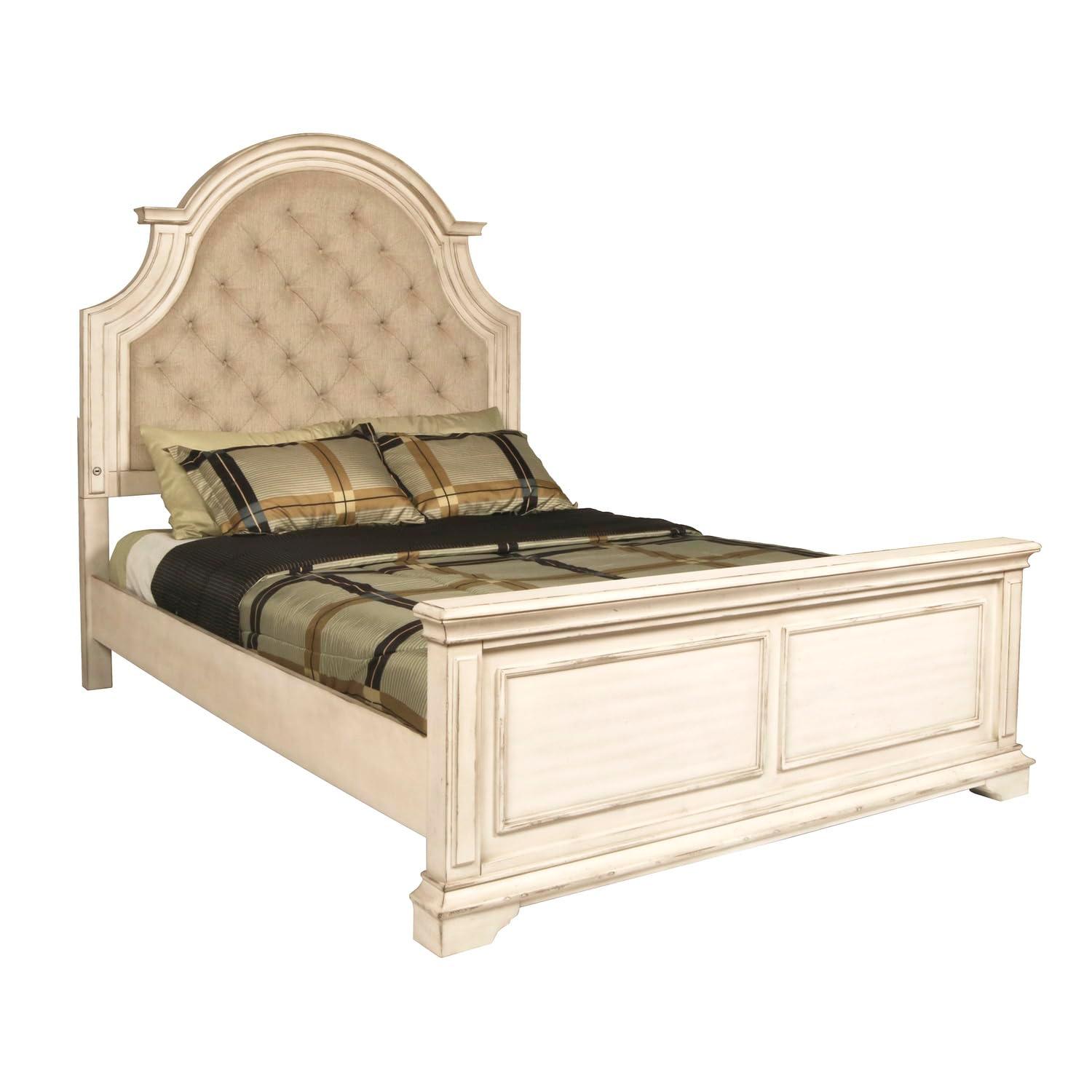New Classic Furniture Anastasia Traditional Wood King Bed in Ant White