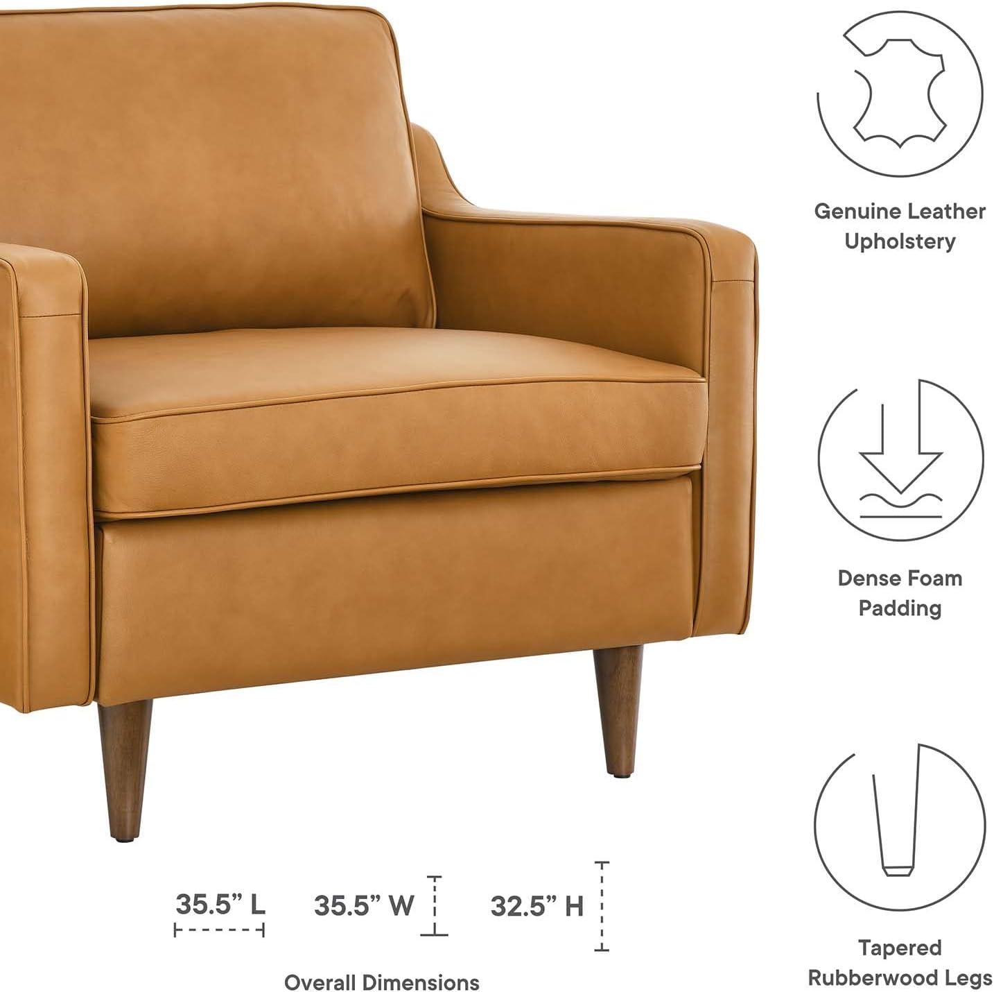 Modway Impart Genuine Leather Armchair in Tan