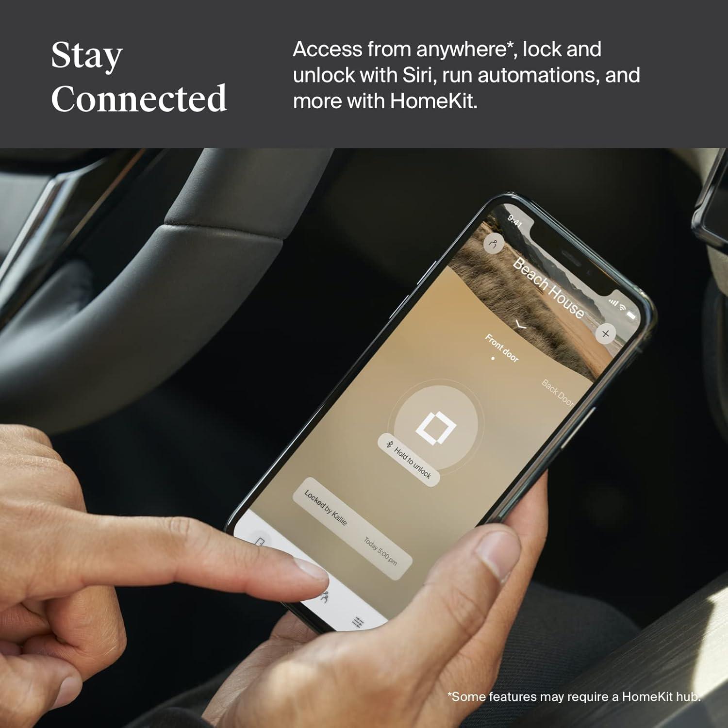 Level Lock Smart Lock, Keyless Entry, Smartphone Access, Bluetooth Enabled, Works with Apple HomeKit - Matte Black