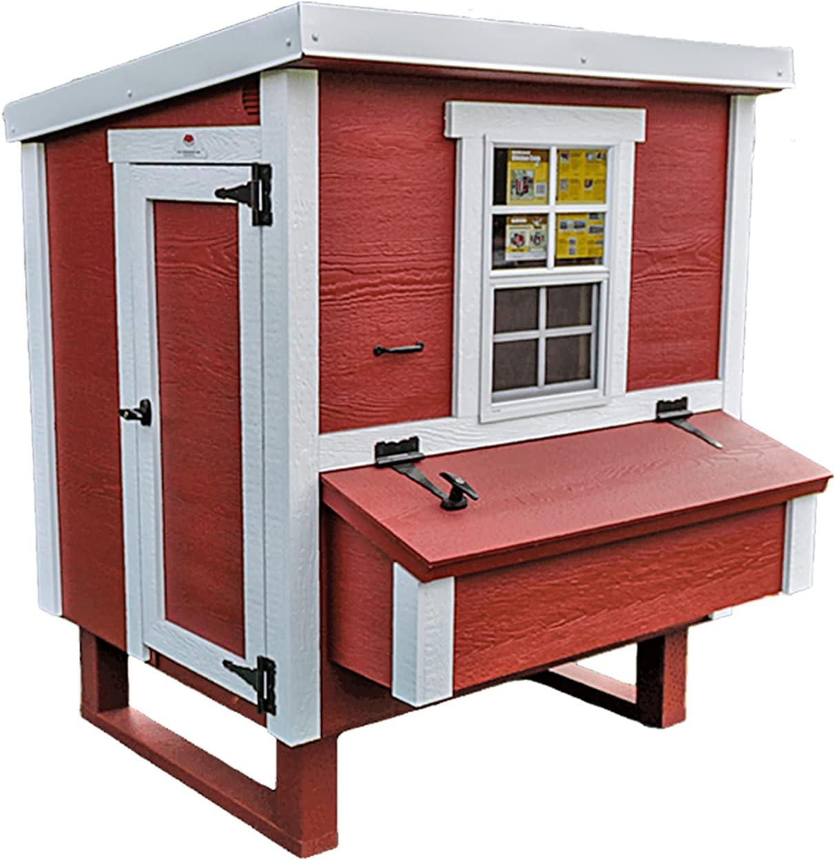 Red and White Medium Wooden Chicken Coop with Nesting Box