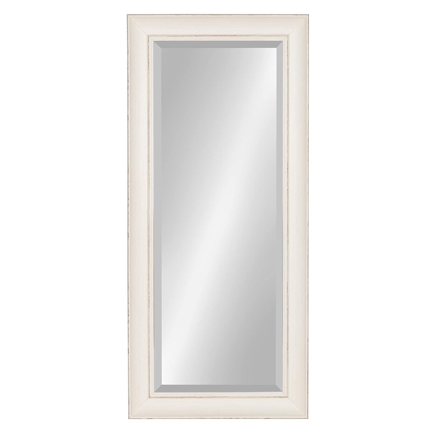 16" x 36" Macon Framed Wall Panel Mirror White - Kate and Laurel: Modern Style, Beveled Glass, No Assembly Required