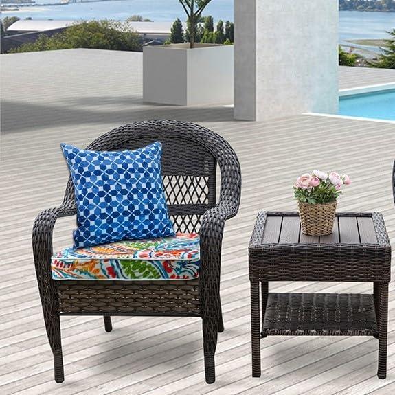 Blue Geometric Pattern Square Outdoor Cushion Set