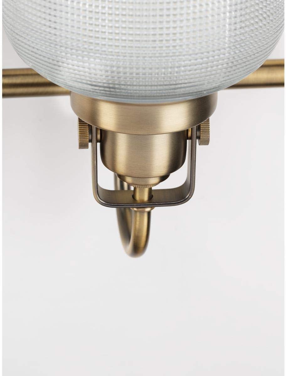 Archie Collection Four-Light Vintage Brass Clear Double Prismatic Glass Coastal Bath Vanity Light
