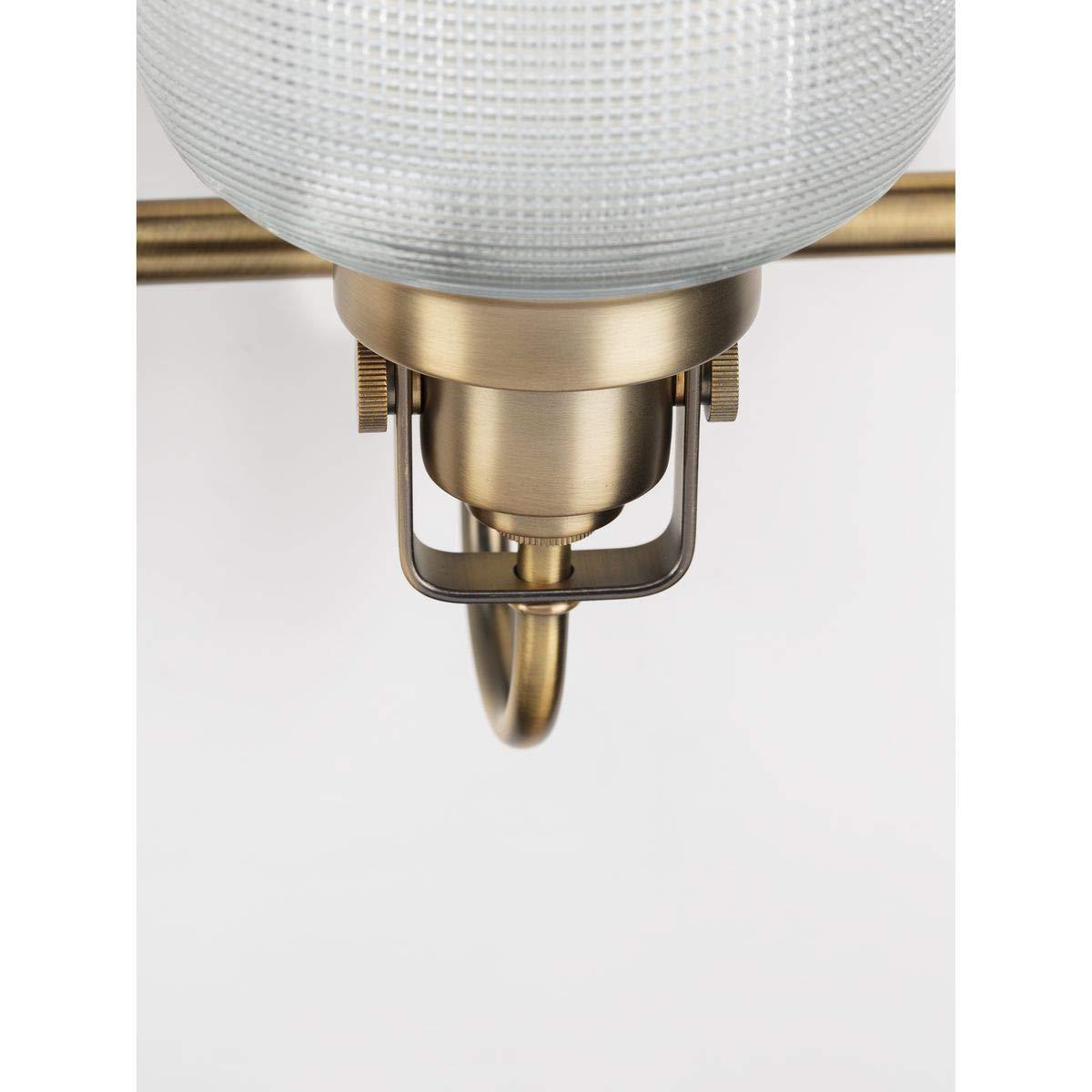 Archie Collection Four-Light Vintage Brass Clear Double Prismatic Glass Coastal Bath Vanity Light