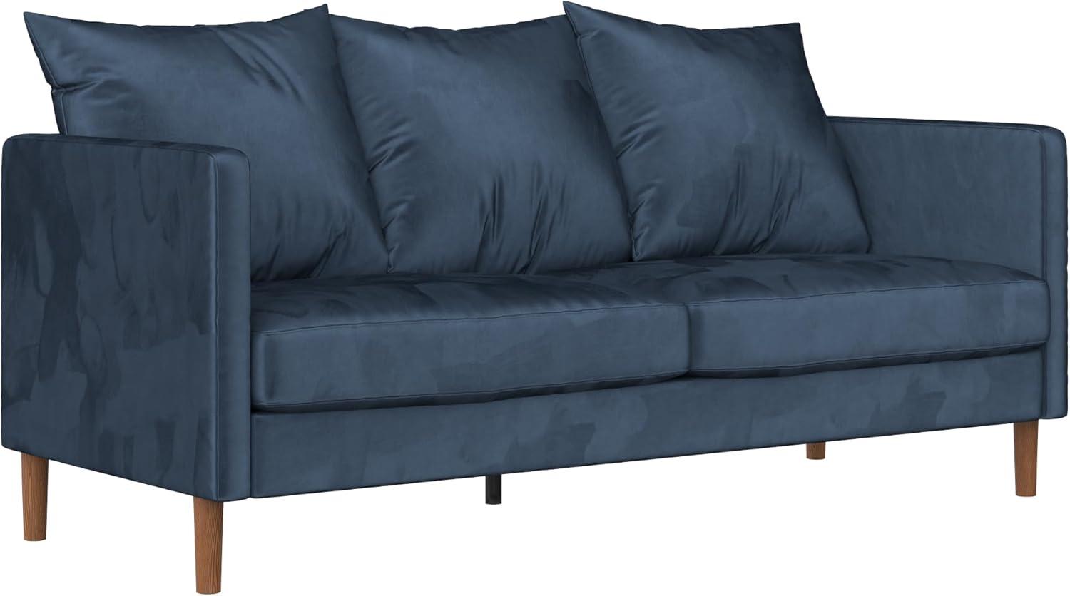 Luxurious Navy Blue Velvet Lawson Sofa with Pillow Back