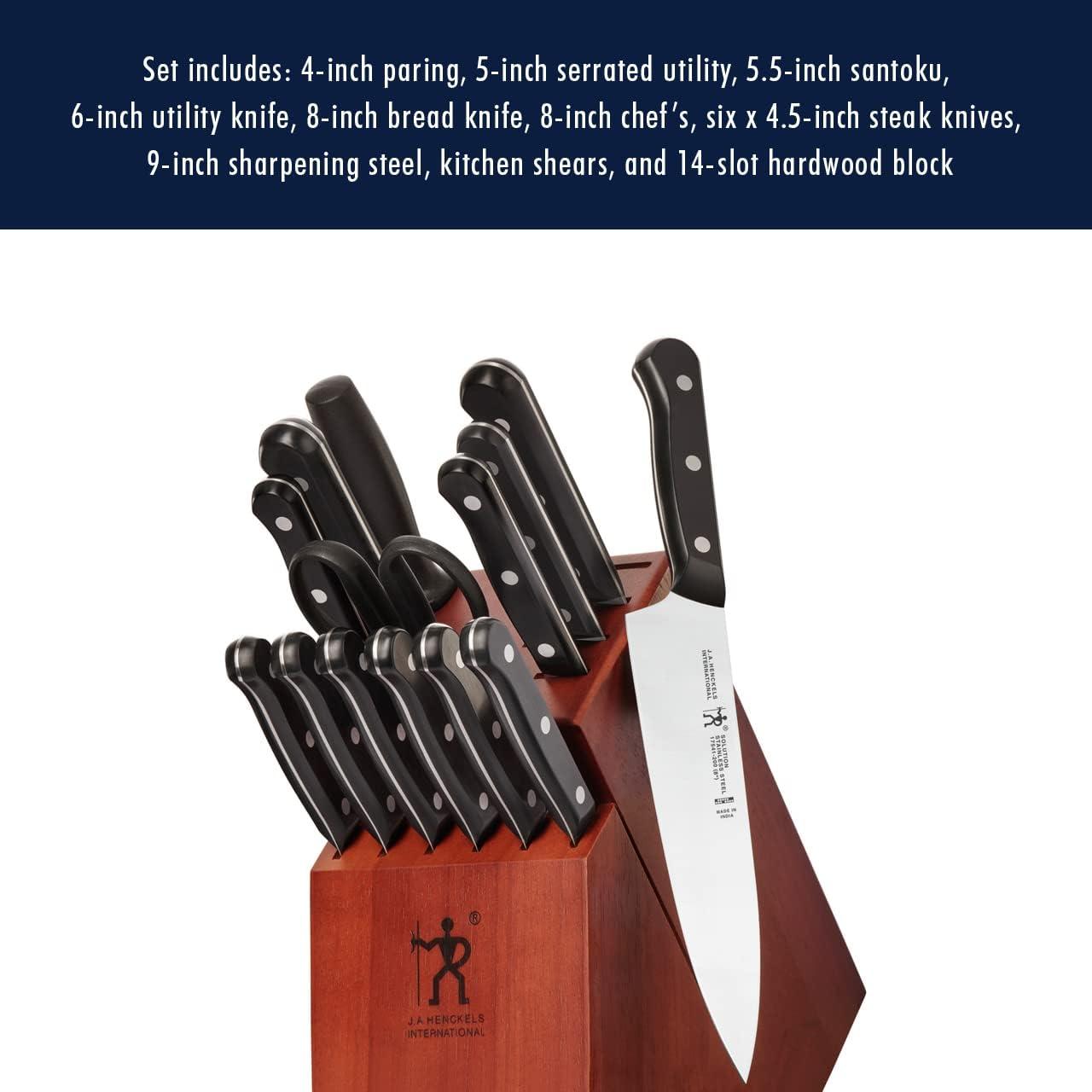 HENCKELS Solution Razor-Sharp 15-pc Knife Set, German Engineered Informed by 100+ Years of Mastery, Chefs Knife