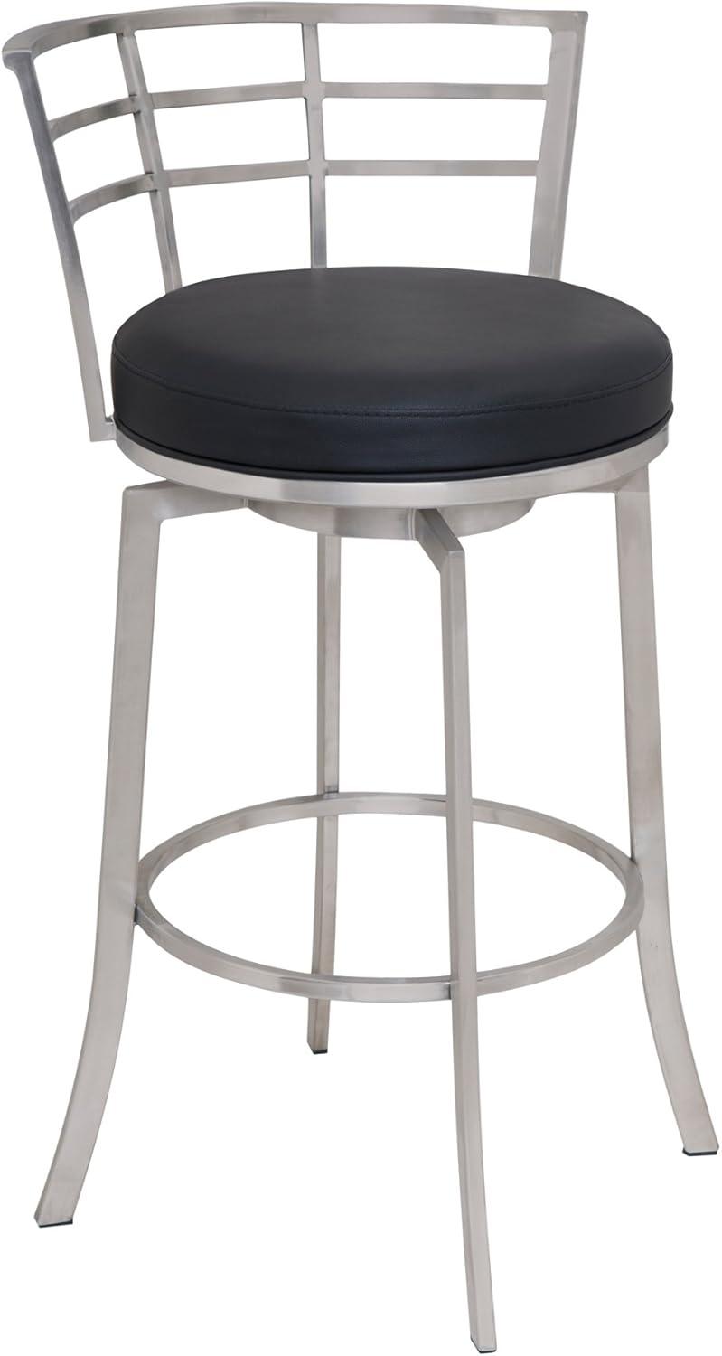 Armen Living Viper Contemporary Faux Leather Counter Stool in Black