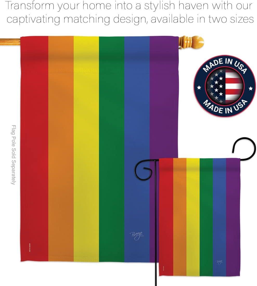 Breeze Decor 15100 Rainbow 2-Sided Vertical Impression House Flag - 28 x 40 in.