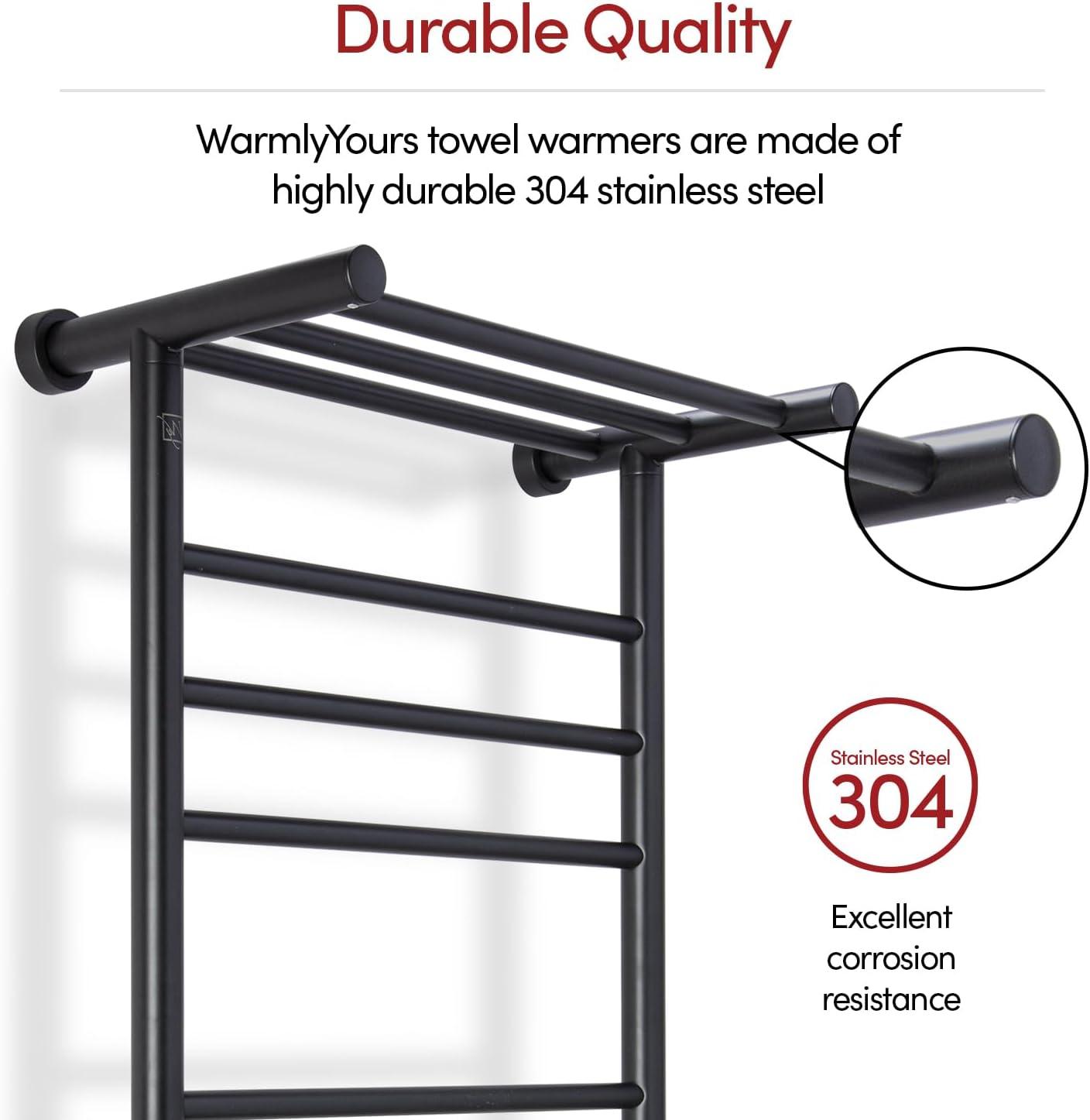 Summit Electric Wall-mounted Towel Warmer Series, 8 Bars, Dual Connection with Heated Shelf