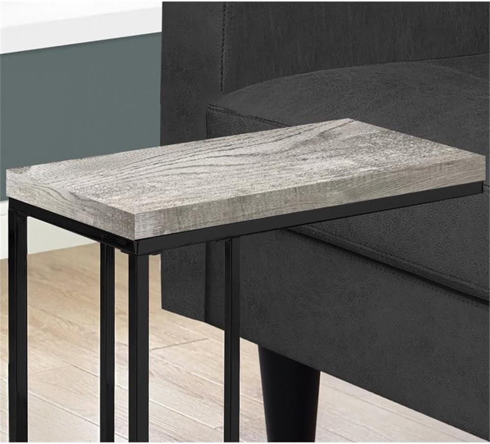 Monarch Specialties Accent Table, C-shaped, End, Side, Snack, Living Room, Bedroom, Grey Laminate, Black Metal, Contemporary, Modern