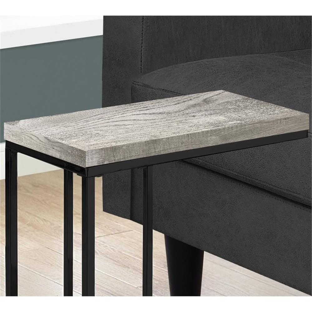 Monarch Specialties Accent Table, C-shaped, End, Side, Snack, Living Room, Bedroom, Grey Laminate, Black Metal, Contemporary, Modern